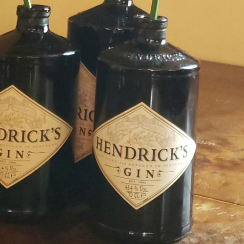 Empty bottles used with various liquor labels