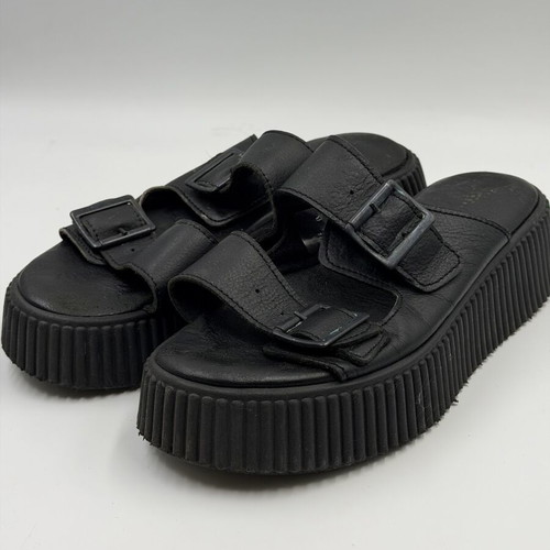 Tamaris leather platform sandals size 40 used, black