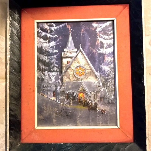 Vintage frame with metallic print 25×30