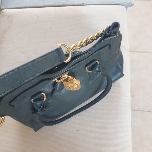 Michael Kors leather bag, cypress green with gold details