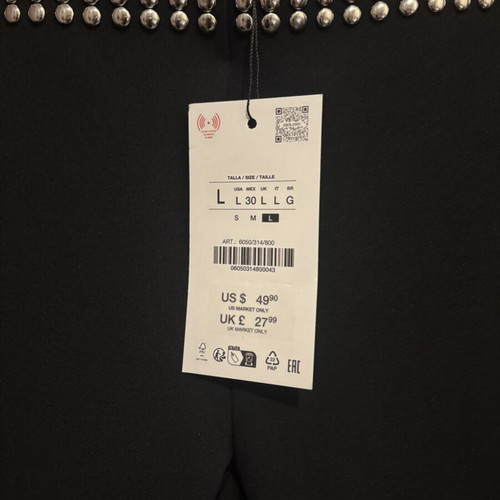 Zara black flare pants with studs, new with tag