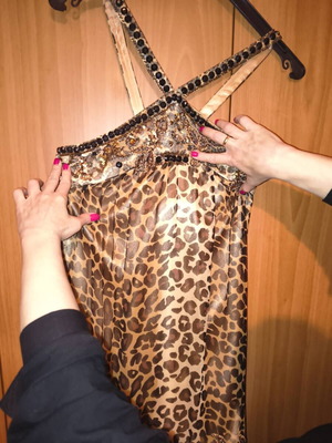 Leopard Silk Mini Abigie Dress embroidered, like new, medium size
