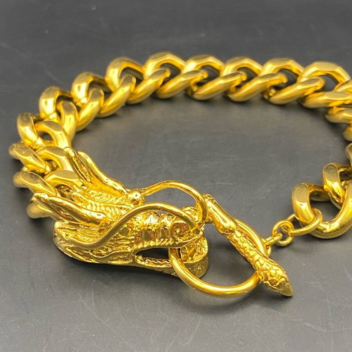 Bracelet with dragon head new, gold color