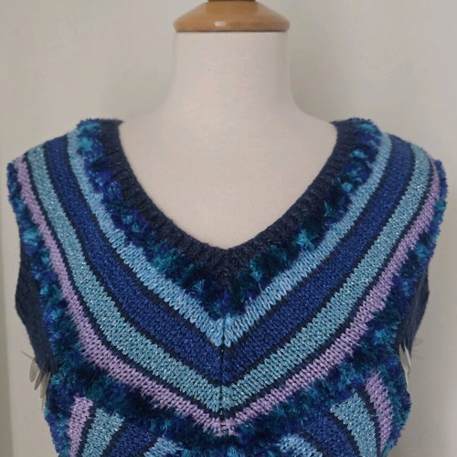 Vintage handmade blouse used, rare multicolor design