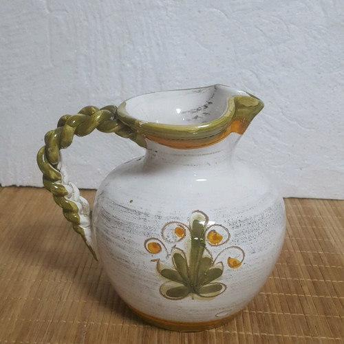 Vintage ceramic jug/vase with braided handle
