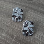 Silver statement earrings with embossed design new