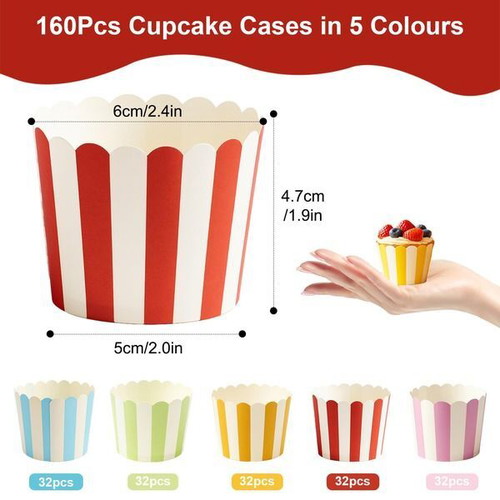 Paper muffin cups, 140 pcs, 5 colors