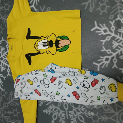 Cotton pajamas set boy 98cm like new, white and yellow