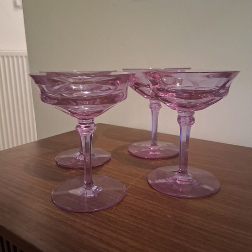 Moser Alexandrite Glass Set of 4 Crystal Glasses like new