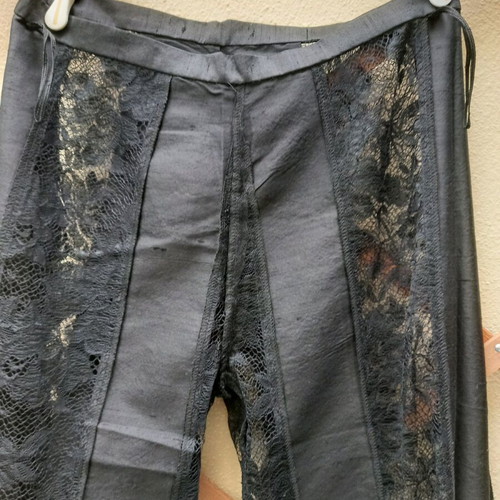 Seventy women's pants black, silk taffeta and lace, like new, XS