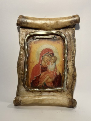 Panagia Giatrissa Wax Icon new, handmade 19-20x25-26 cm