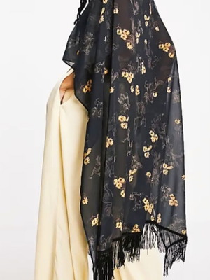 Γυναικεία εσάρπα πόντσο ASOS DESIGN σαν καινούργιο με τύπωμα άλογα και λουλούδια