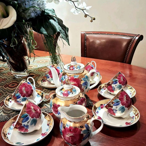 Σετ Τσαγιού Dulevo Porcelain Κόκκινη Παπαρούνα Vintage 1960-70 Καινούργιο