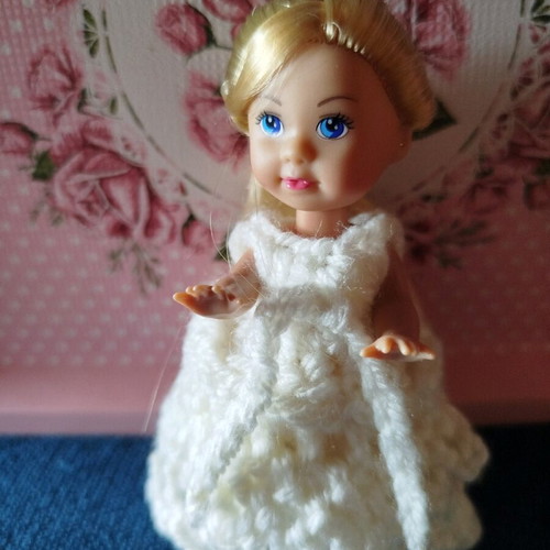 Doll with handmade dress new, 10 cm