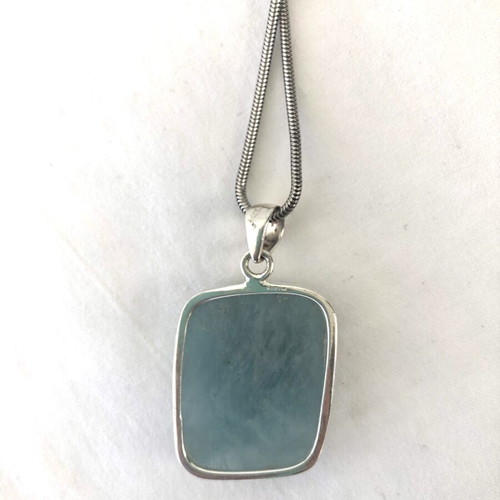Aquamarine pendant and 925 silver chain new