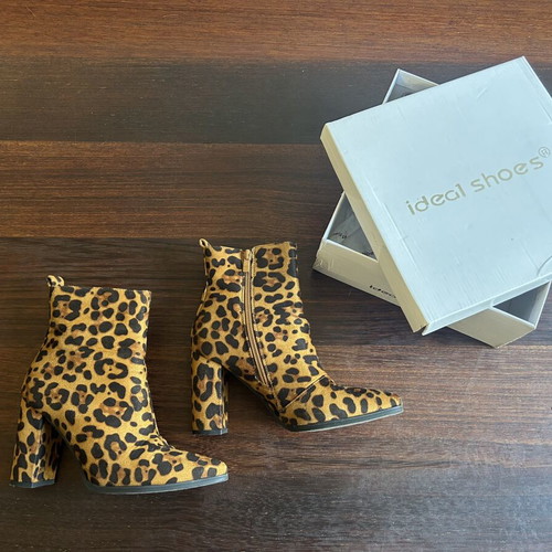 Animal Print Ankle Boots Ideal Shoes size 37 used, vegan leather