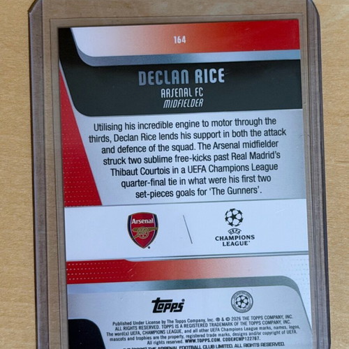 Declan Rice Topps UEFA 2025-26 Team of the Season Blue Card like new