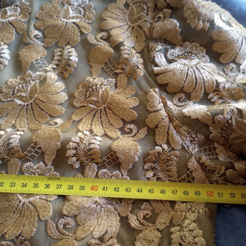 Classic dress used, tailor made with lace, beige