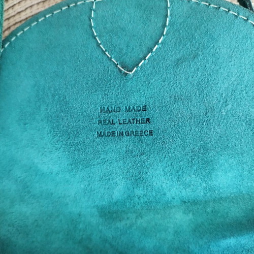 Handmade leather crossbody bag, turquoise