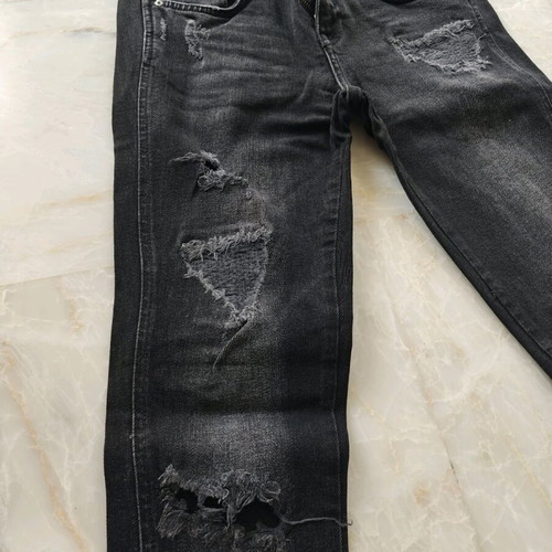 Zara black skinny pants with rips like new, size M