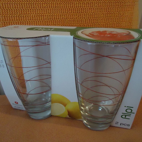 Borgonovo glass water tumblers new, Italian, height 14 cm