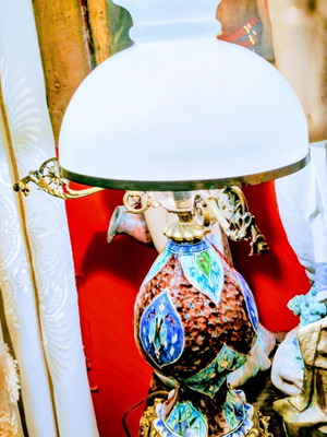 19th Century Table Lamp used, Iznik Ceramic and Bronze