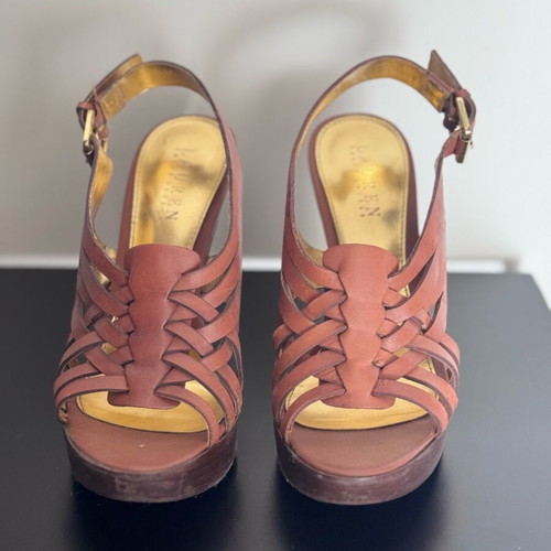 Ralph Lauren leather sandals used, tan color, size 38.5