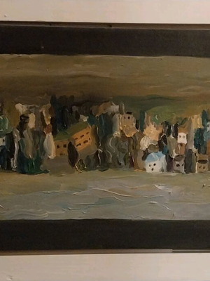 Landscape oil on canvas with frame new 73×43cm