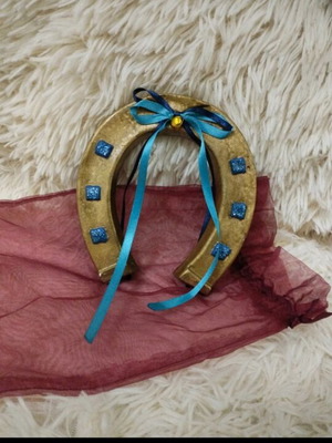 Handmade hanging horseshoe charm hand-painted