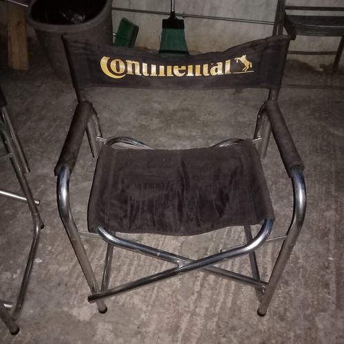 Director chairs used, set of 2, aluminum with armrest cushions