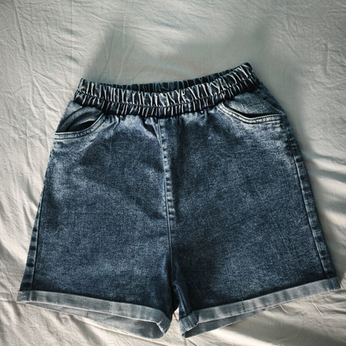 Funky Stars kids' denim shorts with elastic waist, size 12-14