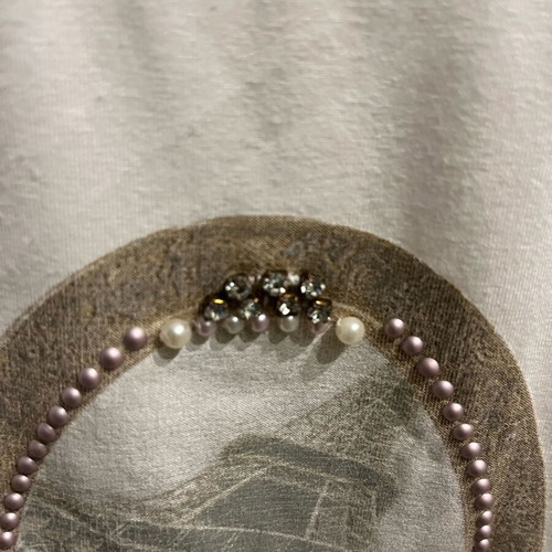 Rouge blouse with rhinestones and pearls like new, size M