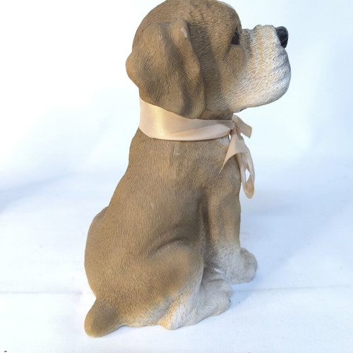 Dog decorative figure used, resin with bow