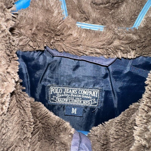 Down jacket with fur composition Polo, blue, size medium
