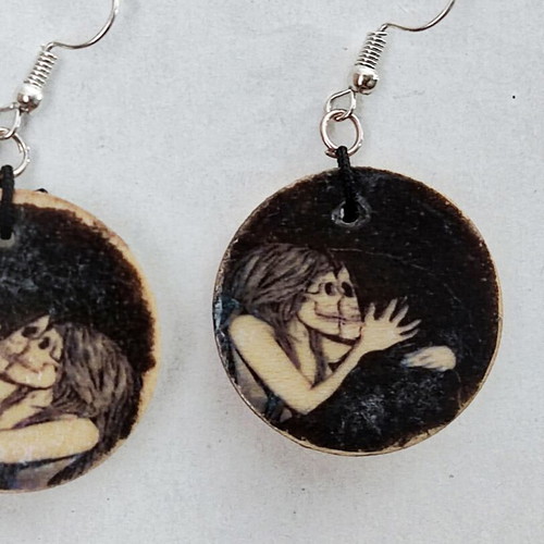 Skeleton Death Kiss Handmade Earrings Black Gothic