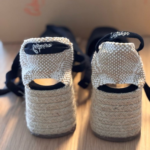 Castaner Tina Black Espadrilles Square Toe size 38 like new