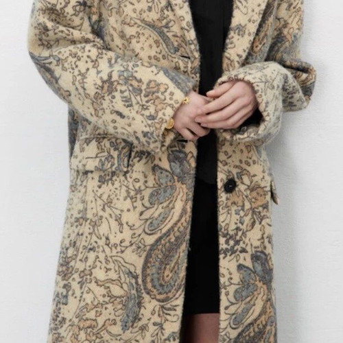 Zara limited edition wool coat 91% floral boho chic M/L like new