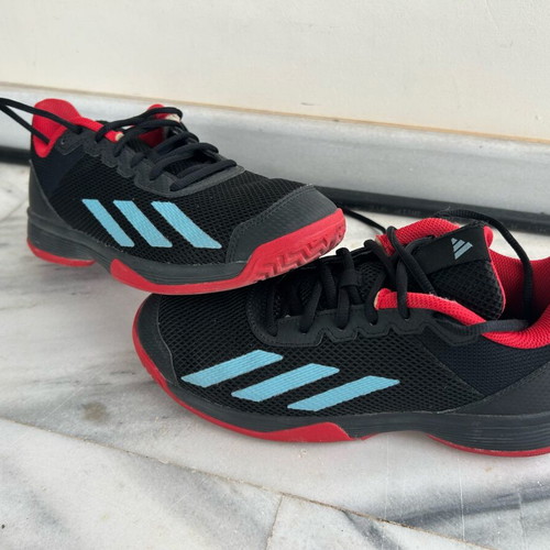 Adidas Kids Tennis Shoes Used Size 39 Black Red