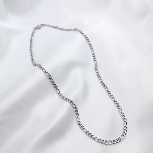 Figaro Necklace Stainless Steel 50 cm New Silver