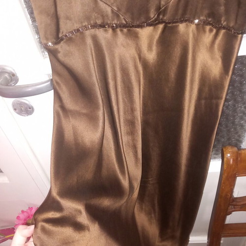 Sarah Lawrence dress size large satin brown new, formal wear