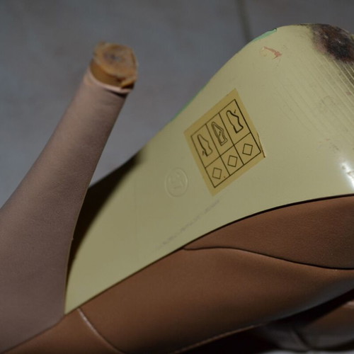 Palatino high peep toe pumps like new, brown beige