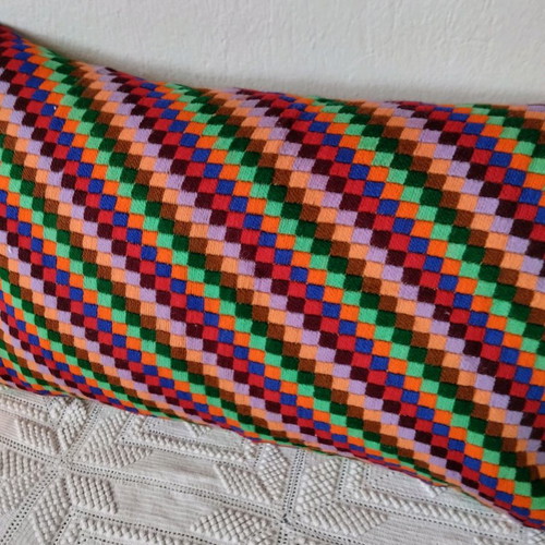 Large hand-embroidered pillow new 75x46 cm