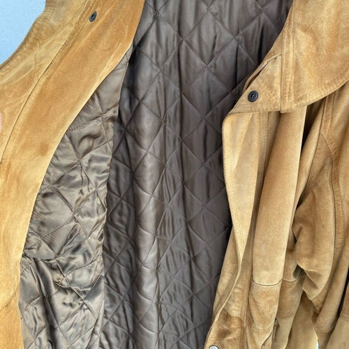 Men's leather jacket used, size XXL, tan color