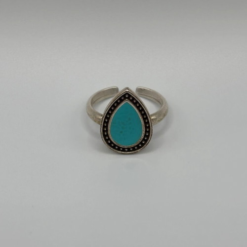 Ring made of silver-plated brass with enamel, new, turquoise and silver