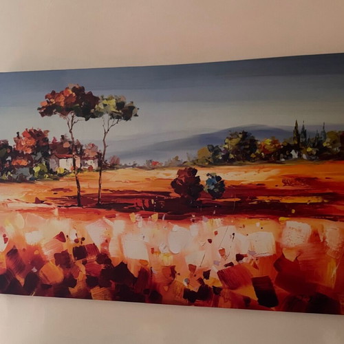 Πίνακας σε καμβά Landscape σε άριστη κατάσταση με ζεστές αποχρώσεις
