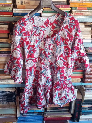 Efharis Mykonos Boho cotton blouse tunic, size M