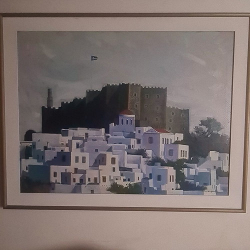 Painting of Patmos new, Giannopoulos artist