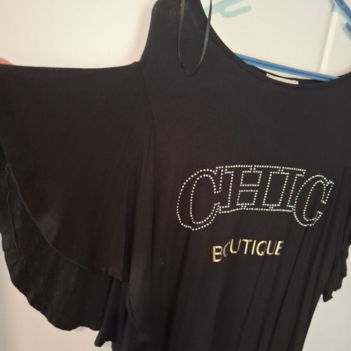 Bibibo Black Blouse size M/L like new with chic boutique design