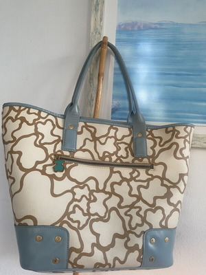 Tous tote bag like new, beige and blue shoulder bag
