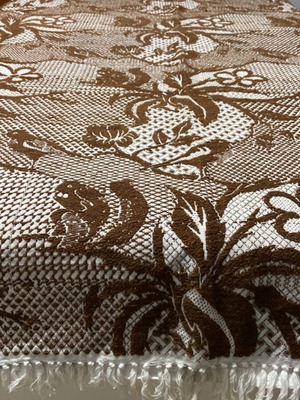 Wool traditional blanket like new with handmade lace and fringes